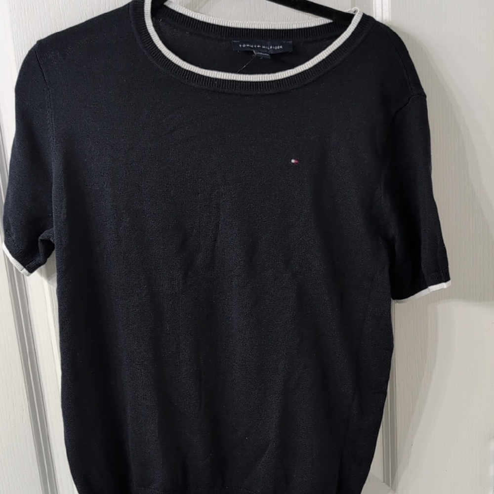 Tommy Hilfiger Navy Blue  Short Sleeve Sweater